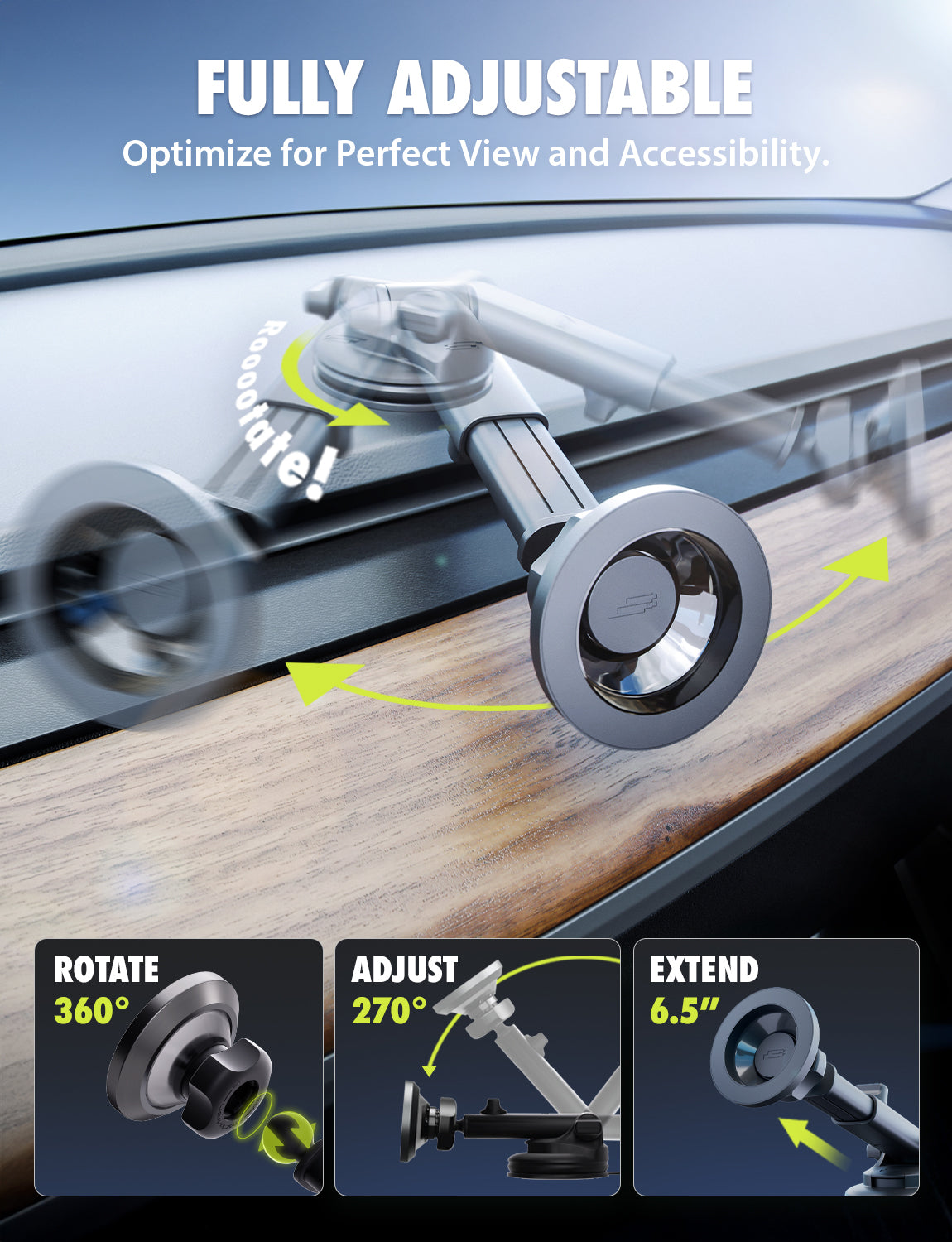 Bracketron MagAlign Pro Extend Window, Dash & Vent Mount