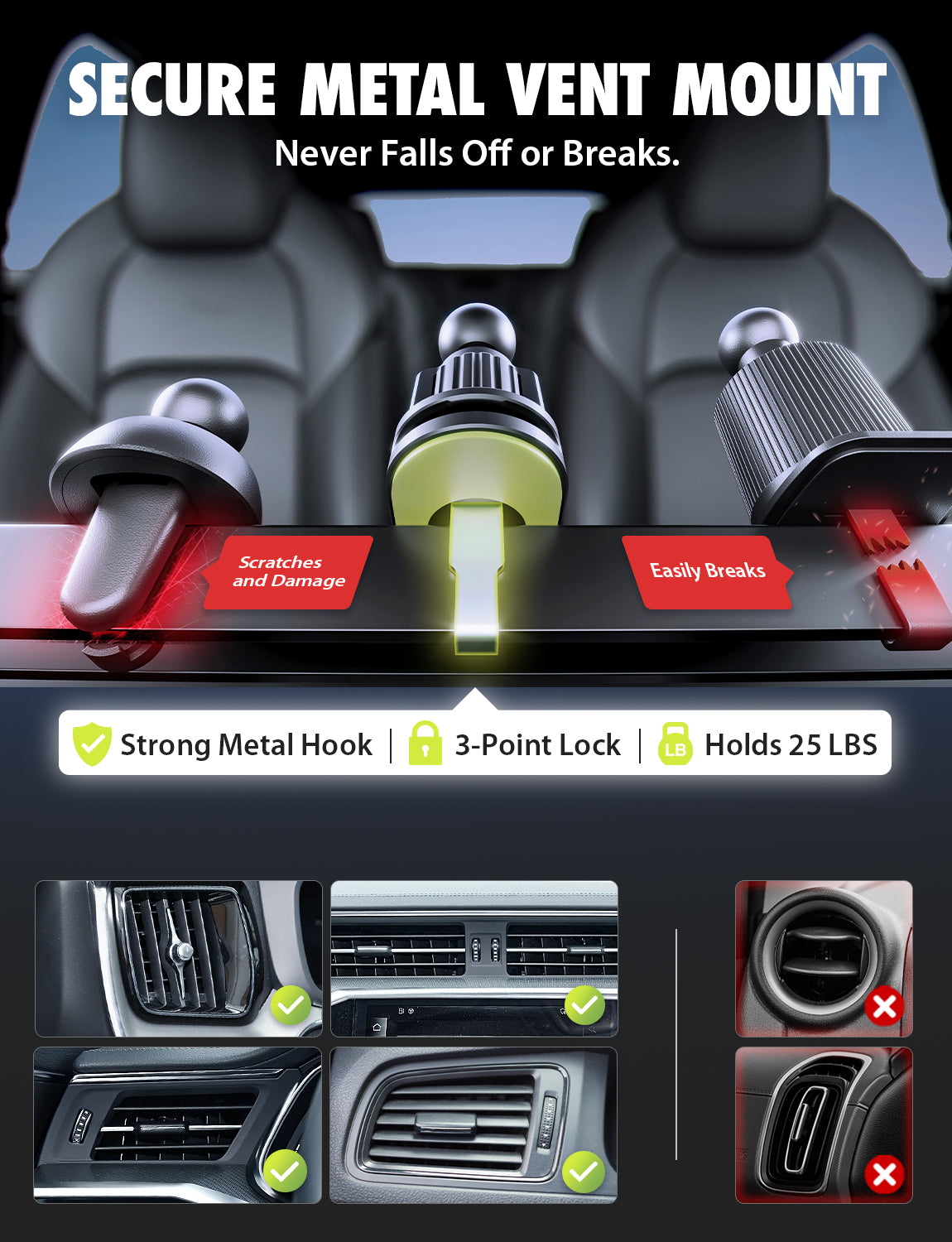 Bracketron MagAlign Pro Extend Window, Dash & Vent Mount