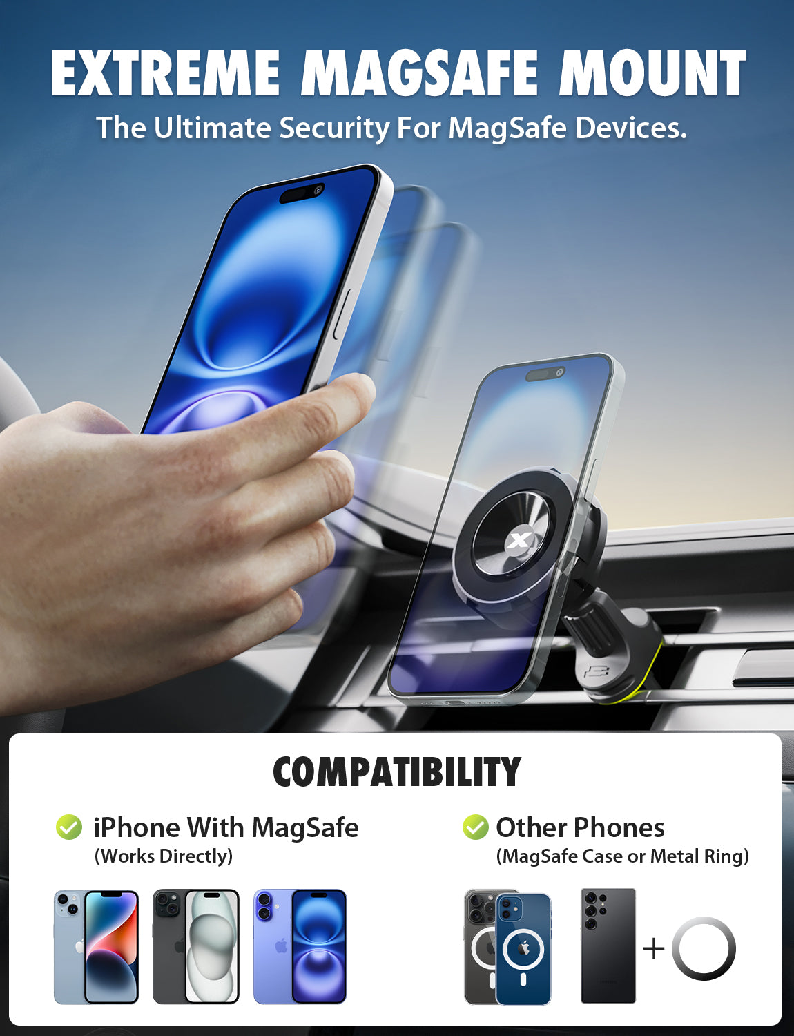 Bracketron MagAlign Max Magnetic MagSafe Car Vent Phone Mount