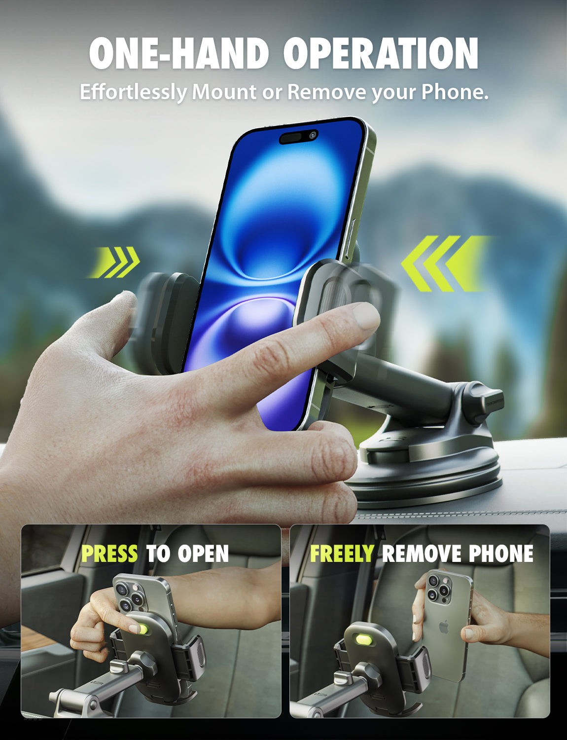 Bracketron TripGrip 2.0 Car Phone Holder – Dashboard & Windshield Mount with Telescopic Arm