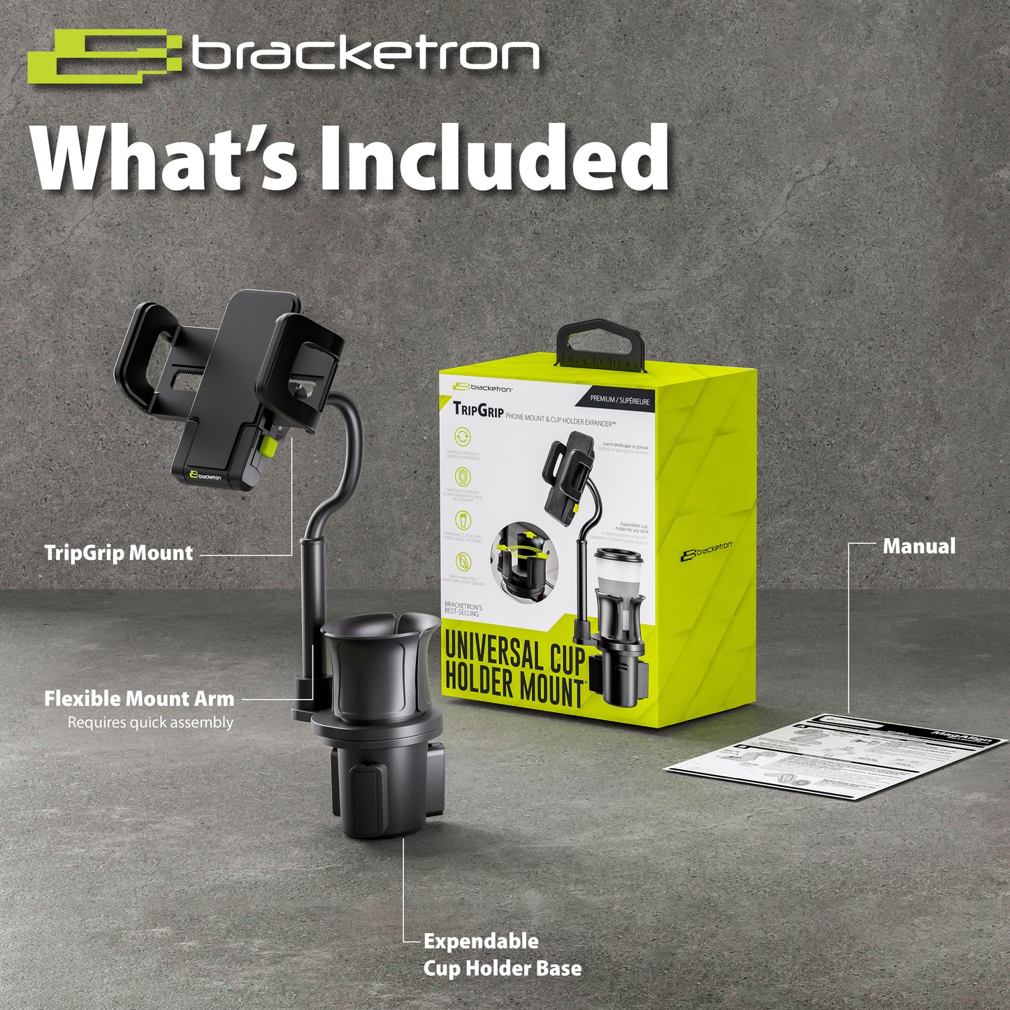 Bracketron TripGrip 1.0 Phone Mount & Cup Holder Expander