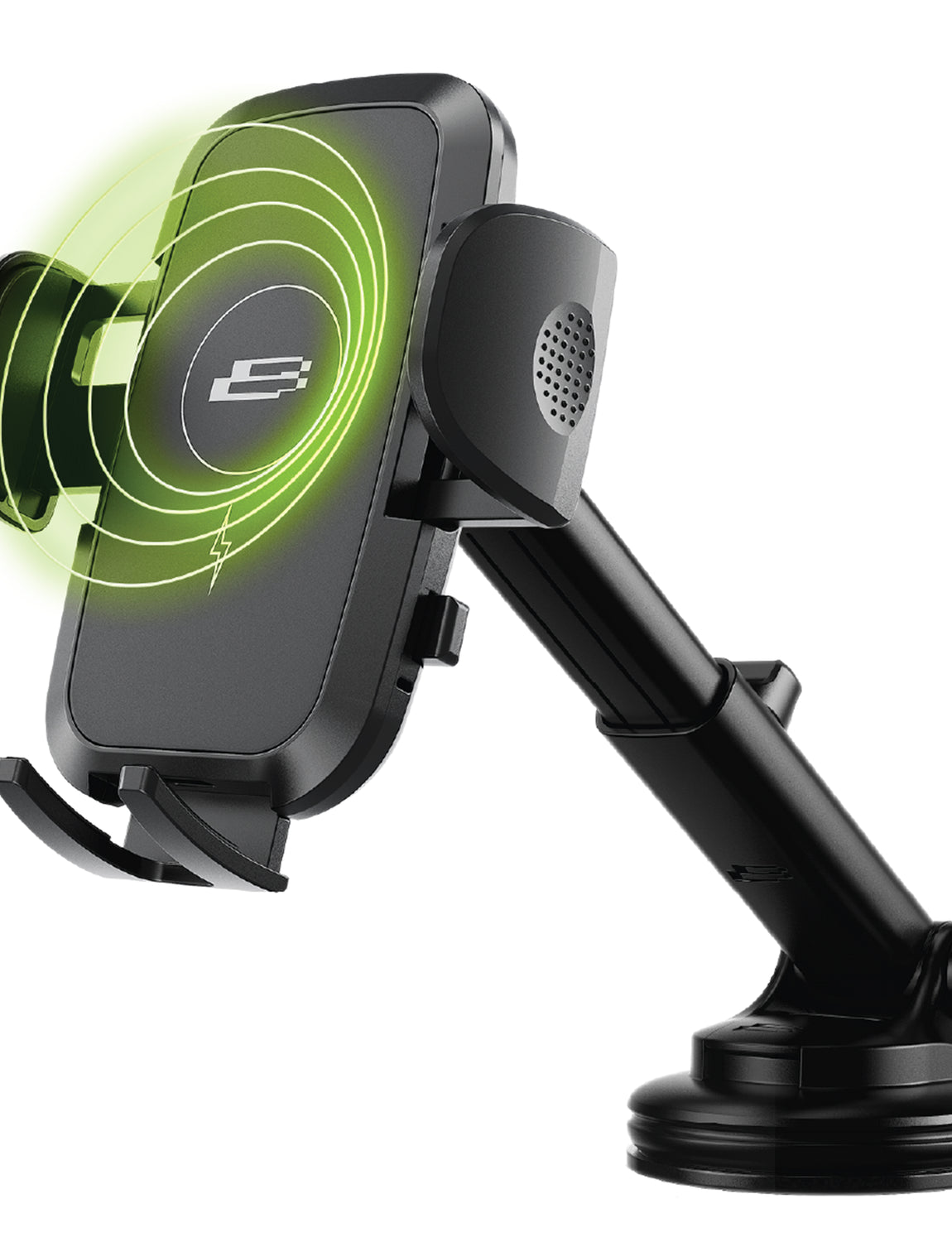 Bracketron PwrUp TripGrip Window, Dash & Vent Mount – 15W Qi Wireless Charging Phone Holder with Telescopic Arm & Temperbond Suction