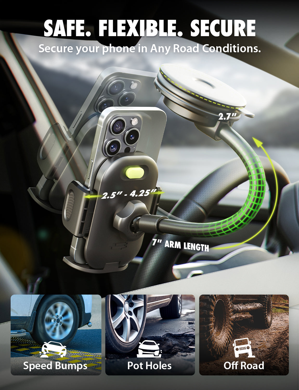 Bracketron TripGrip 2.0 Flex Window & Vent Mount
