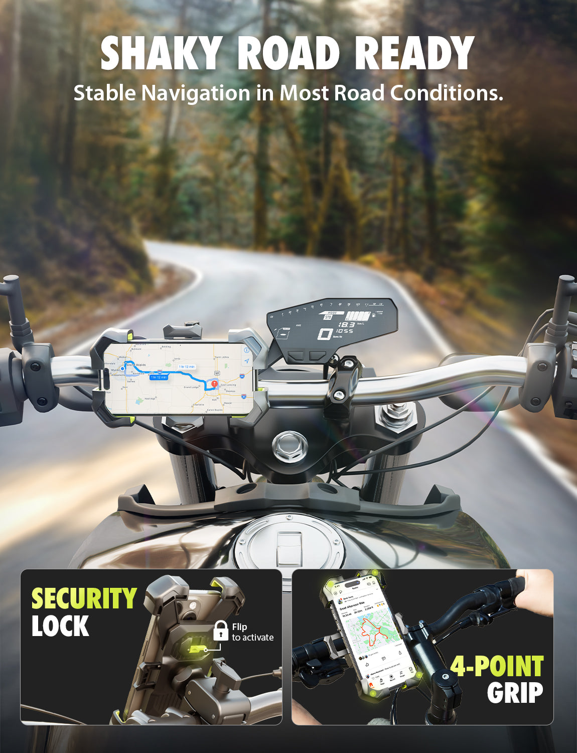 Bracketron HD X-LOCK Handlebar Phone Mount