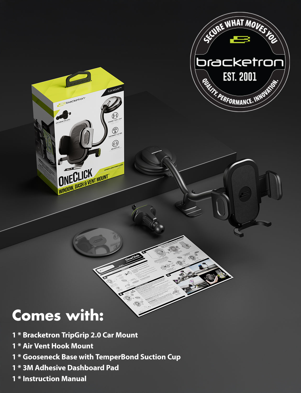 Bracketron TripGrip 2.0 Flex Window & Vent Mount