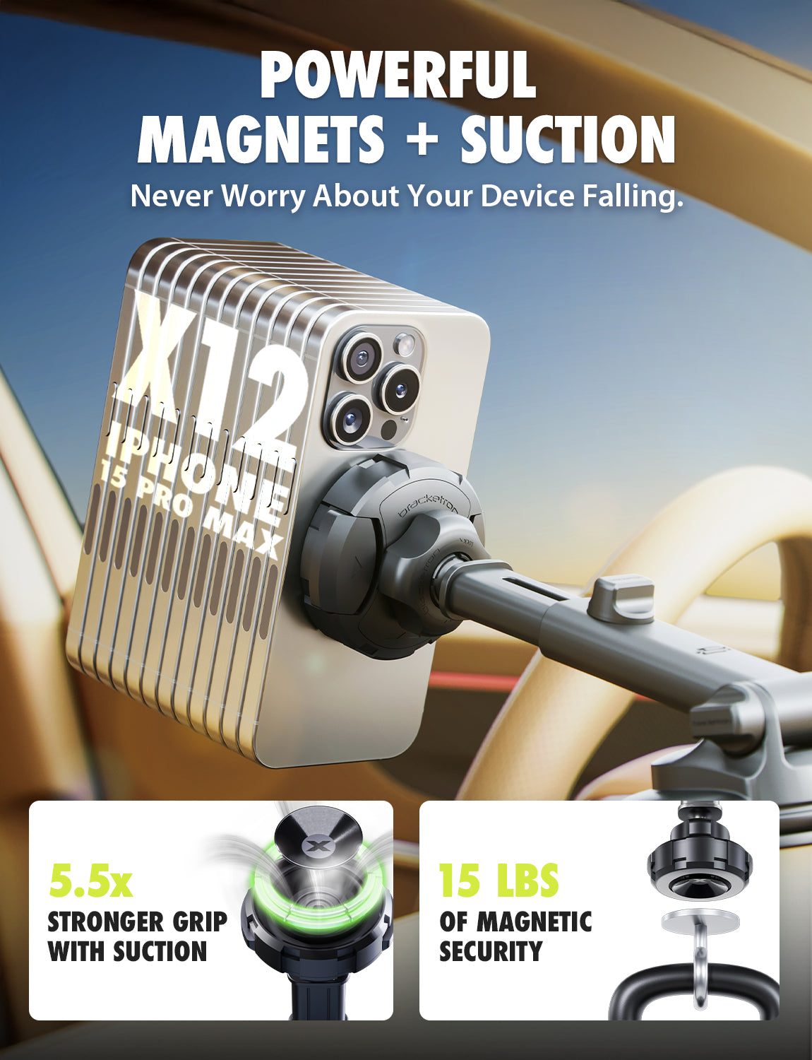 Bracketron MagAlign Max Magnetic MagSafe Car Phone Mount