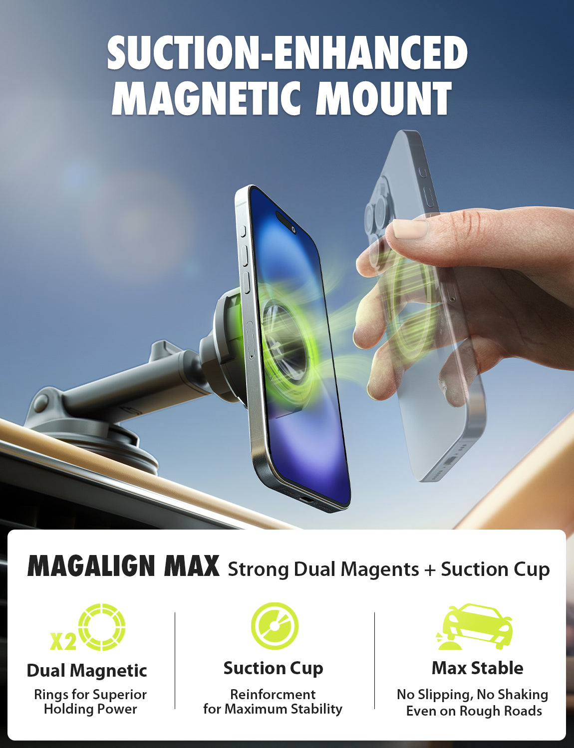 Bracketron MagAlign Max Magnetic MagSafe Car Phone Mount