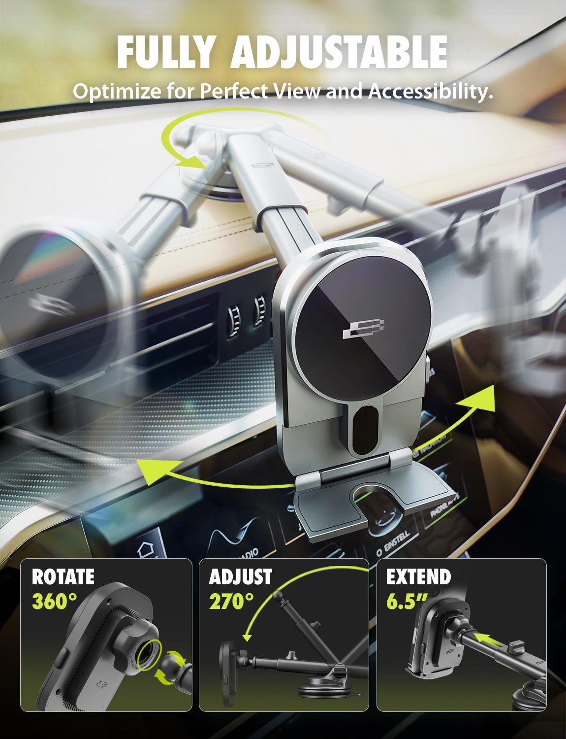Bracketron PwrUp MagAlign Extend Car Cell Phone Mount