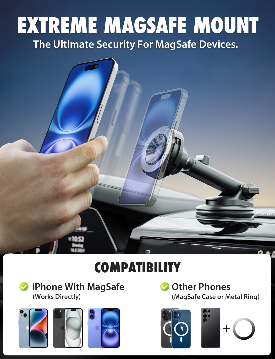 Bracketron MagAlign Max Magnetic MagSafe Car Phone Mount