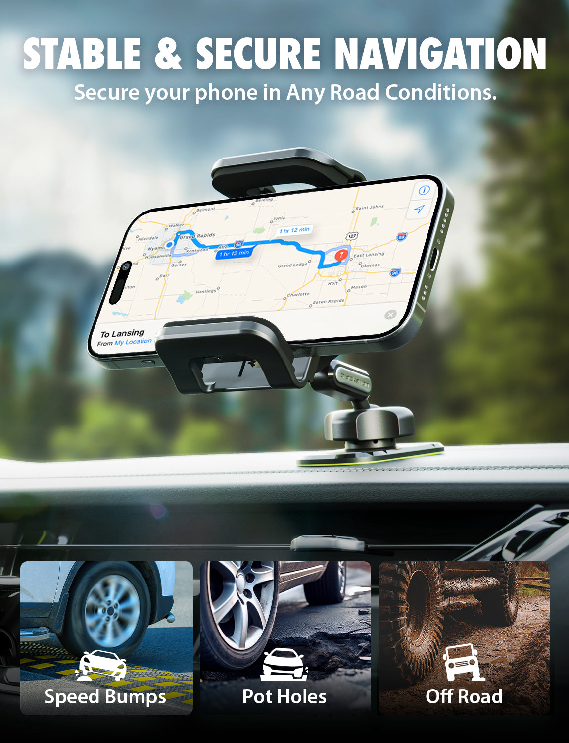 Bracketron TripGrip 1.0 2-in-1 Car Phone Mount, Vent & Dash Holder