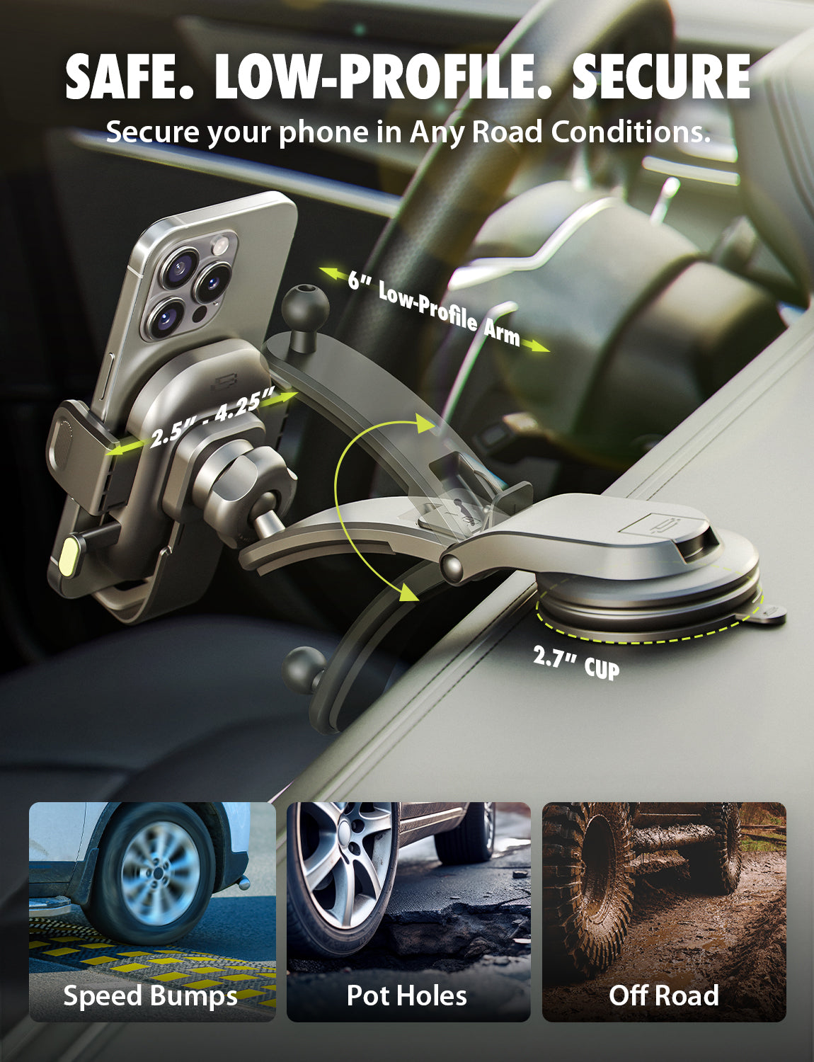 Bracketron OneClick Dash Phone Mount for Car Dashboard