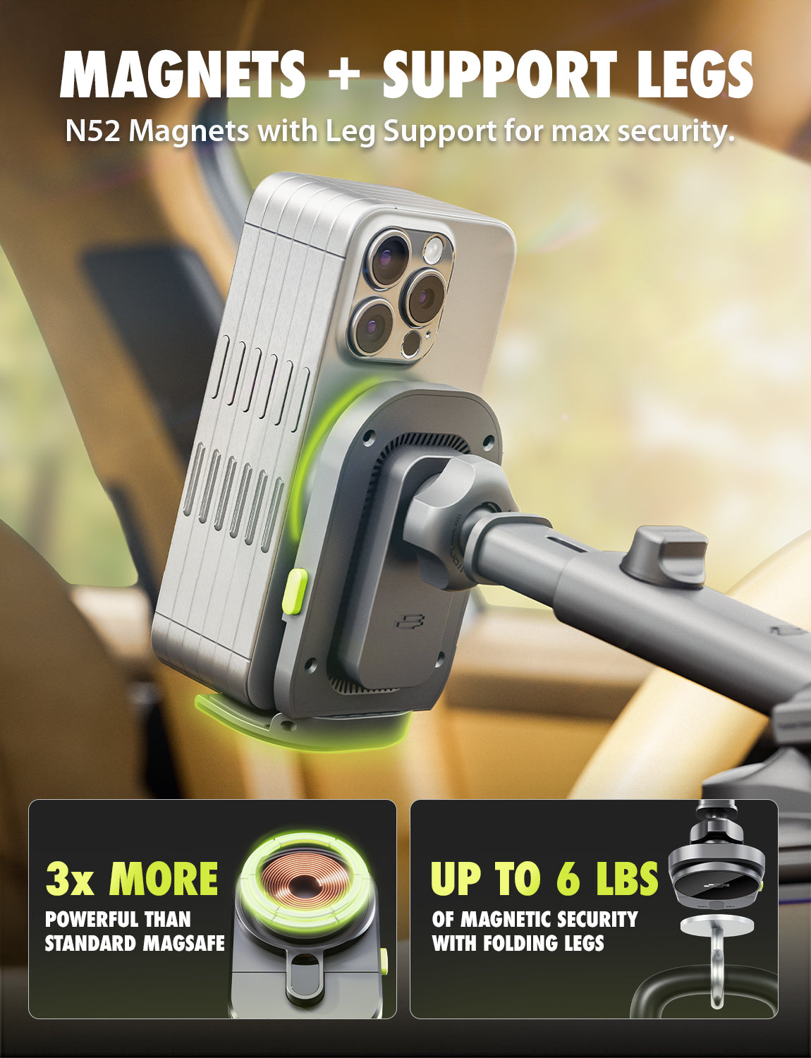 Bracketron PwrUp MagAlign Extend Car Cell Phone Mount
