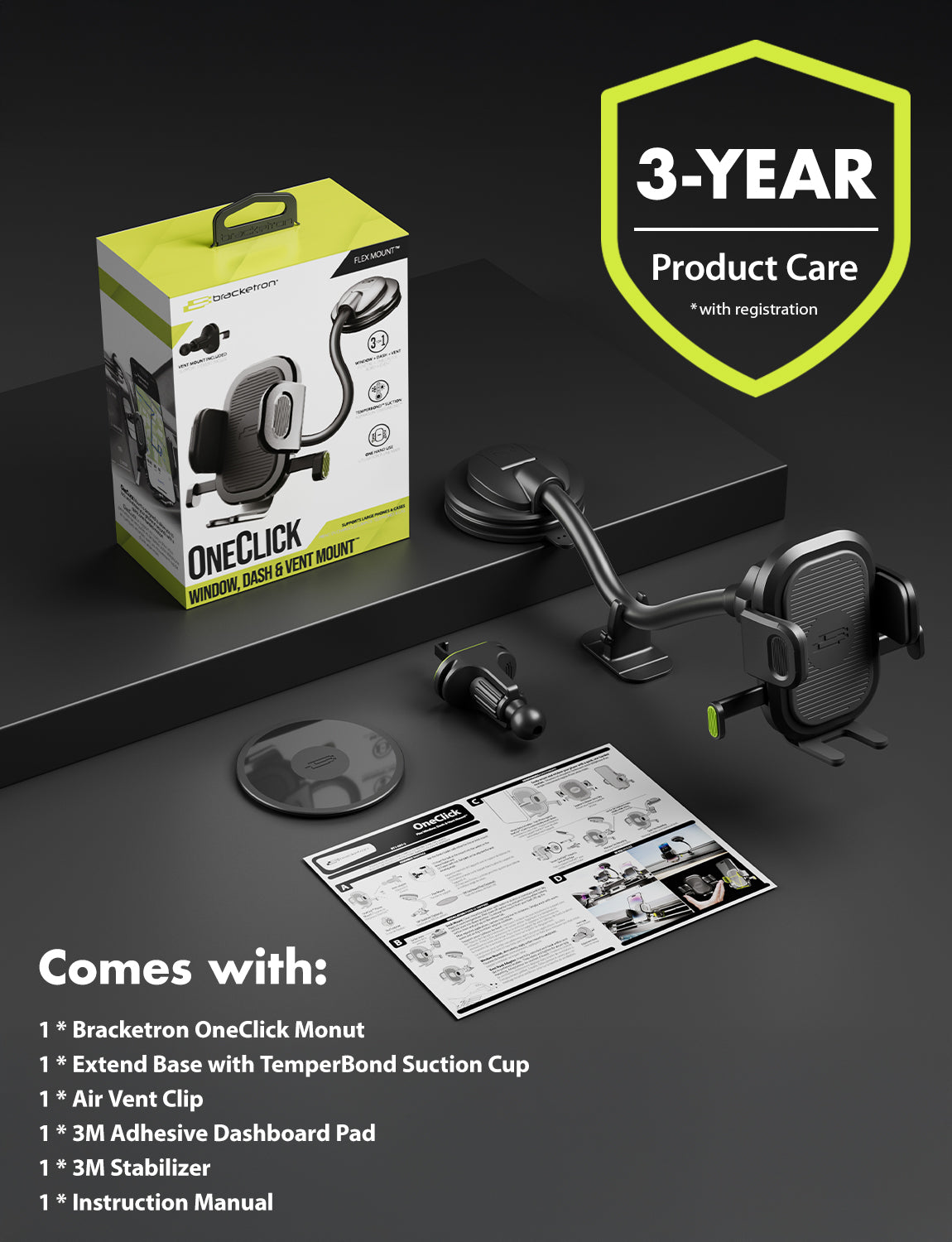 Bracketron OneClick 2.0 Flex Phone Mount