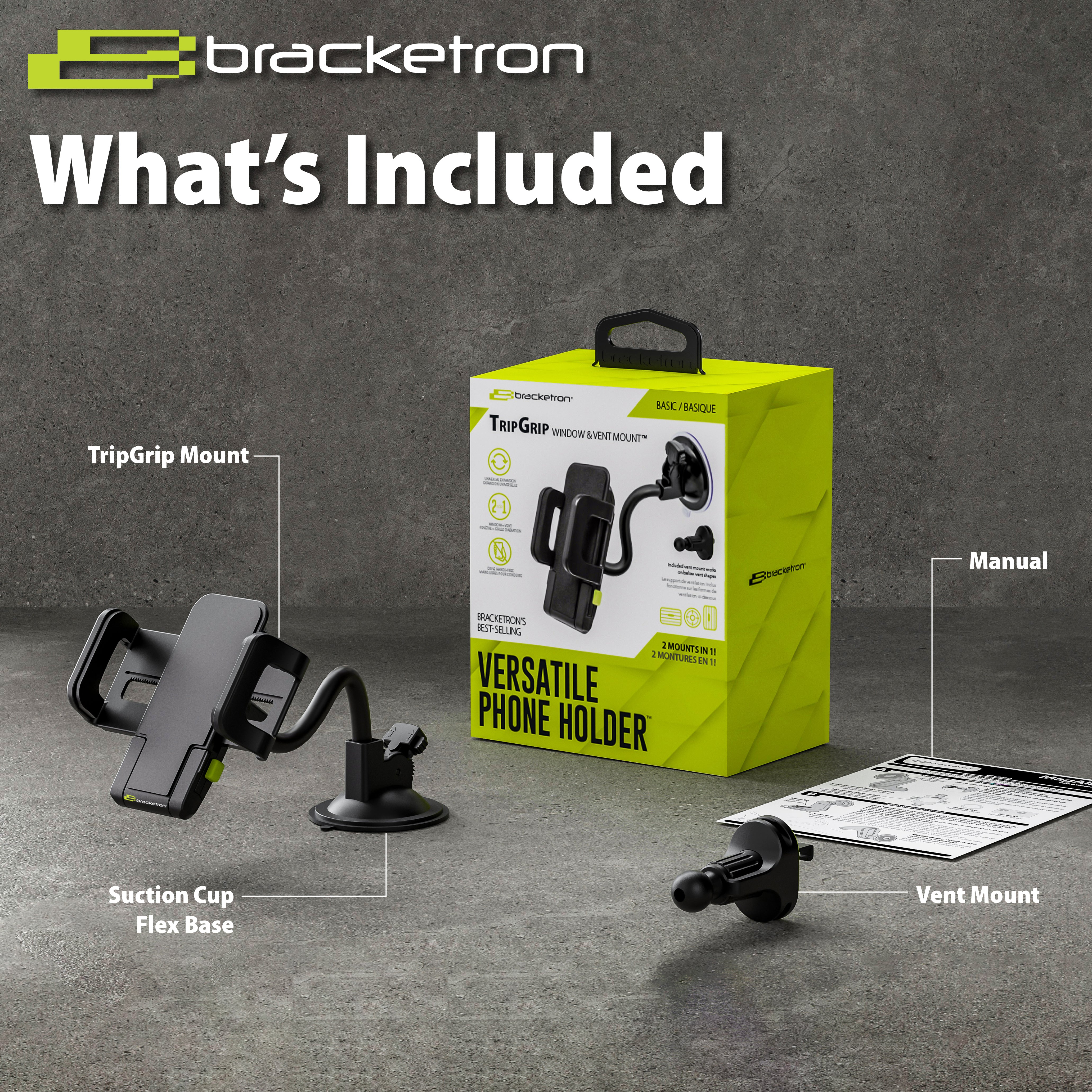 Bracketron TripGrip Window, Dash, and Vent Mount Combo