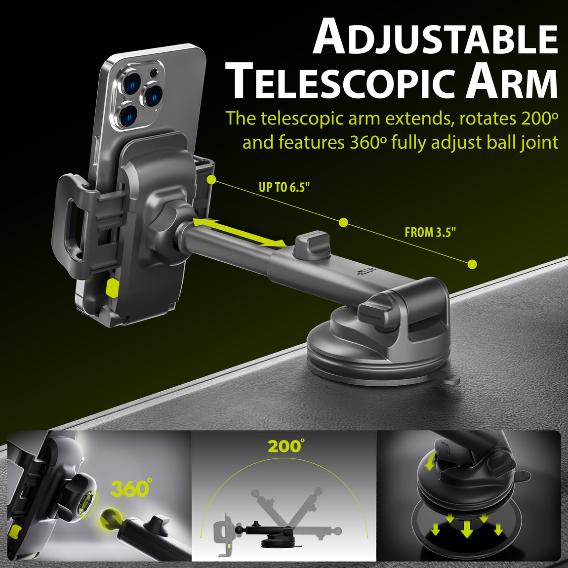 Bracketron TripGrip 1.0 Extend Window, Dash & Vent Mount