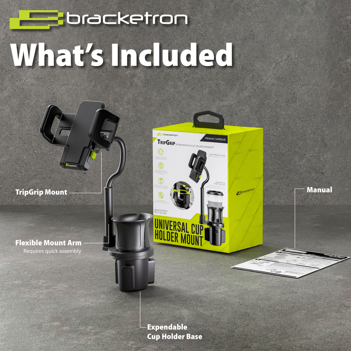 Bracketron TripGrip 1.0 Phone Mount & Cup Holder Expander