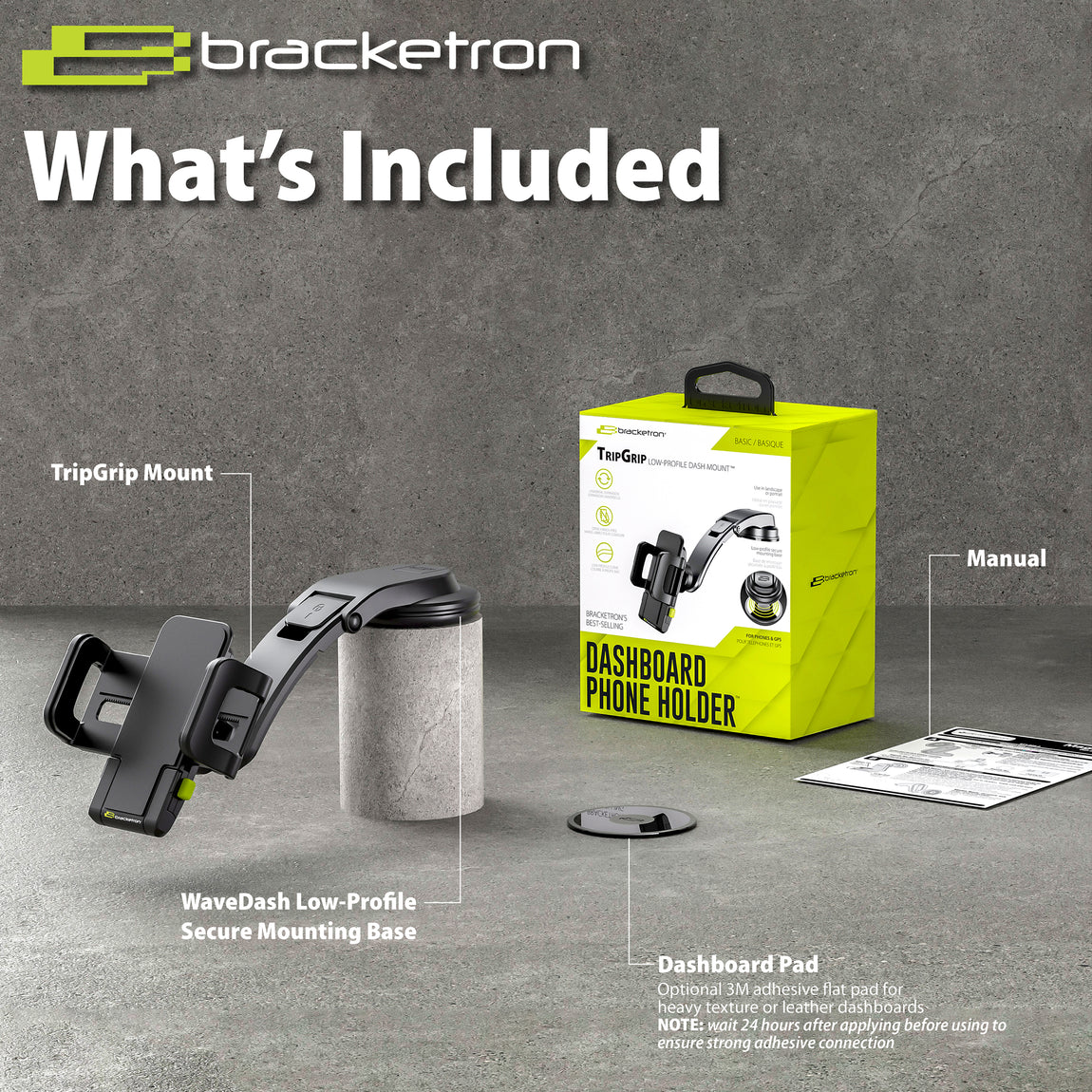 Bracketron TripGrip 1.0 Wave Low-Profile Dash Mount