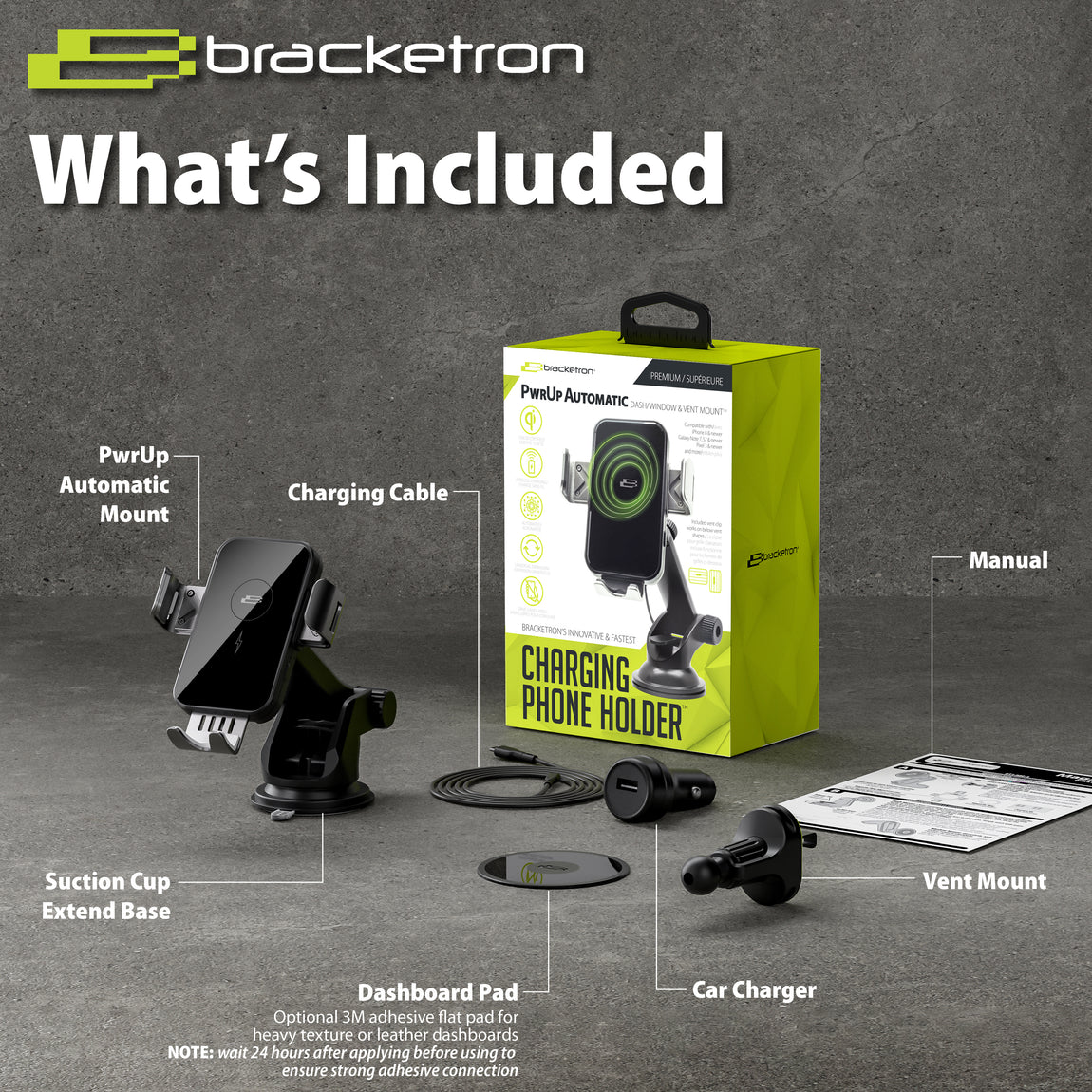 Bracketron PwrUp Automatic Dash/Window/Vent Mount