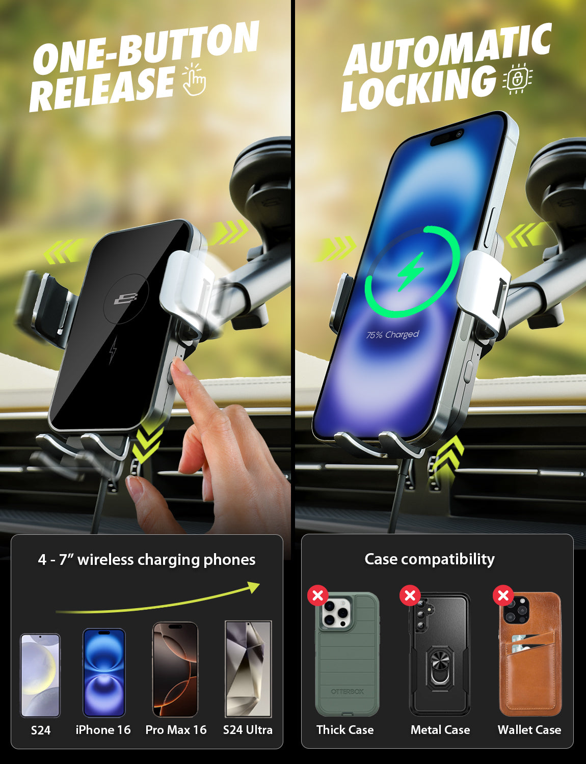 Bracketron PwrUp Automatic Dash/Window/Vent Mount