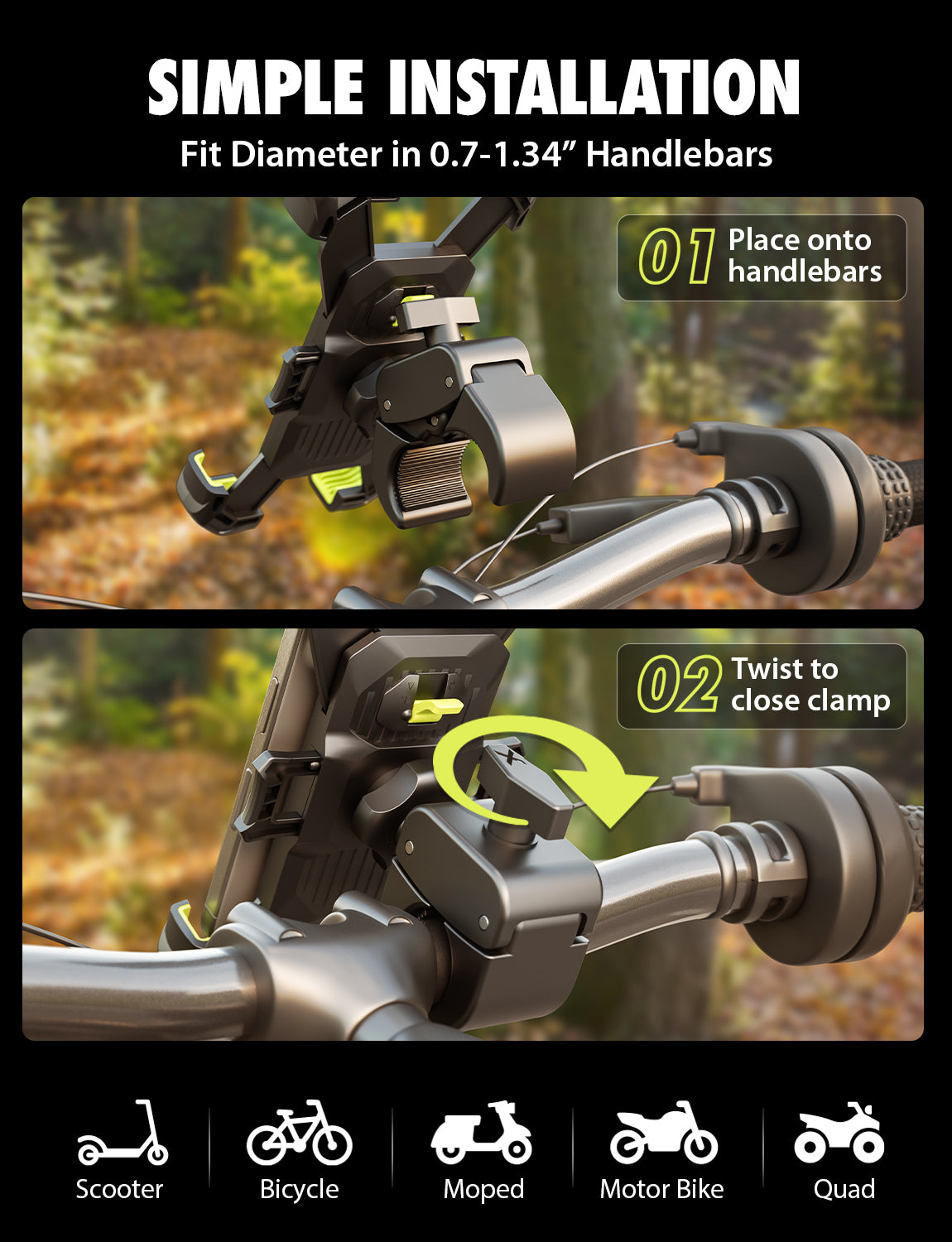 Bracketron HD X-LOCK Handlebar Phone Mount