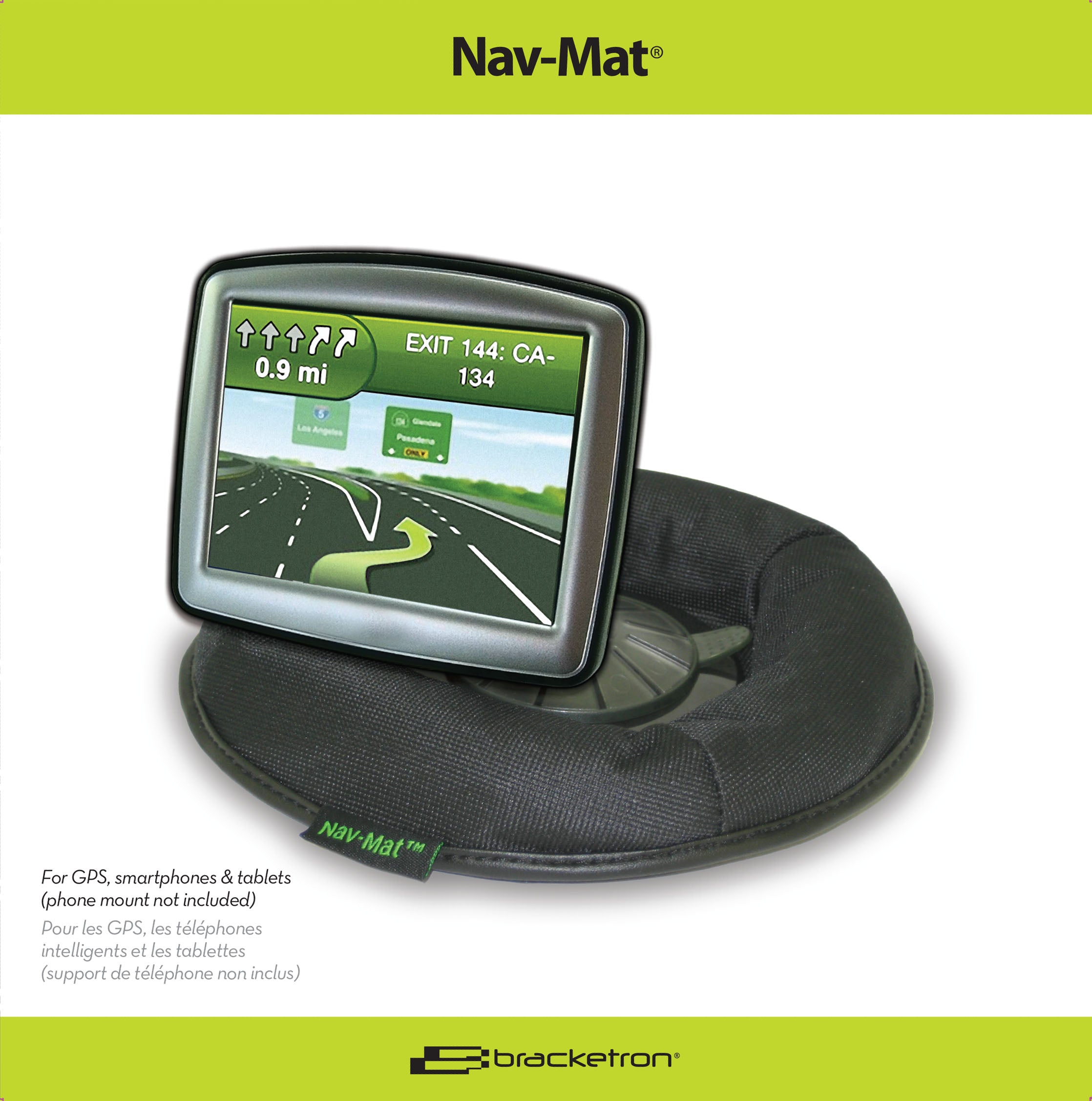 Bracketron Nav-Mat Portable GPS Dash Pad Weighted Beanbag Friction Base - 8 inch Wide - 3.5 inch Center Mounting Disc